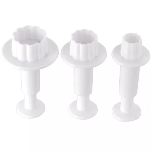 3 cookie cutters for polymer clay with piston - Flowers - 20-24-30 mm x1