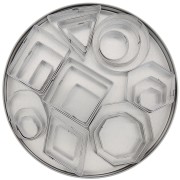 Set of 24 stainless steel cookie cutters for modelling - Geometric shapes x1|raw }}