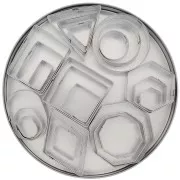 Set of 24 stainless steel cookie cutters for modelling - Geometric shapes x1