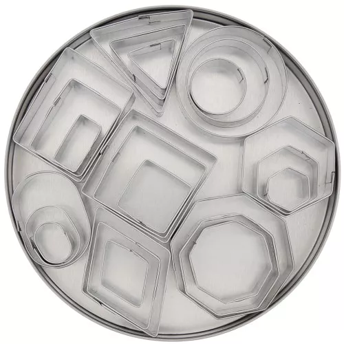 Set of 24 stainless steel cookie cutters for modelling - Geometric shapes x1