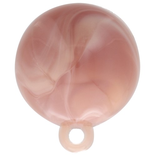 15mm Round opaque resin cabochon with closed ring - Marbled Old Rose x1