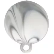 15mm Round opaque resin cabochon with closed ring - Grey Marble x1