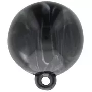 15mm Round opaque resin cabochon with closed ring - Marbled Black - White x1