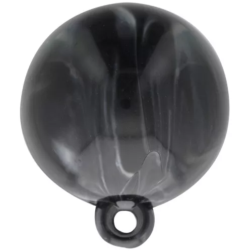 15mm Round opaque resin cabochon with closed ring - Marbled Black - White x1