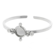 Fine adjustable ring T59 to T64 4 mm cabochon &amp; small balls - 304 stainless steel|raw }}