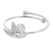 316L stainless steel adjustable ring T.53 to T.58 - flower - for 3mm cabochon x1|raw }}