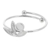 316L stainless steel adjustable ring T.53 to T.58 - flower - for 3mm cabochon x1