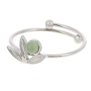 316L stainless steel adjustable ring T.53 to T.58 - flower - for 3mm cabochon x1