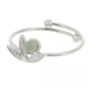 316L stainless steel adjustable ring T.53 to T.58 - flower - for 3mm cabochon x1