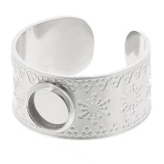 Stainless steel 316L Wide adjustable ring T.51 to T.58 for 6mm cabochon x1|raw }}