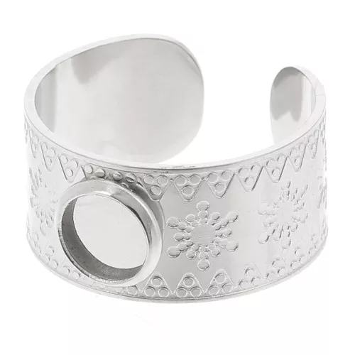 Stainless steel 316L Wide adjustable ring T.51 to T.58 for 6mm cabochon x1