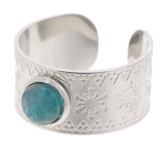 Stainless steel 316L Wide adjustable ring T.51 to T.58 for 6mm cabochon x1