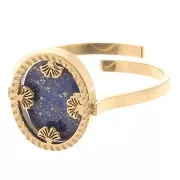 316L stainless steel Adjustable oval ring for 10x8mm cabochon - ginkgo - Gold x1