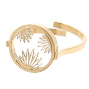 316L stainless steel Adjustable floral round ring for 10mm cabochon - Gold x1