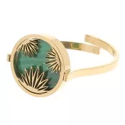 316L stainless steel Adjustable floral round ring for 10mm cabochon - Gold x1