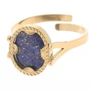 316L stainless steel Adjustable oval ring for 10x8mm cabochon - sun - Gold x1