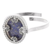 316L stainless steel Adjustable oval ring for 10x8mm cabochon - ginkgo x1