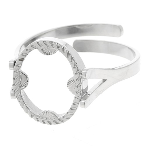 316L stainless steel Adjustable oval ring for 10x8mm cabochon - sun x1