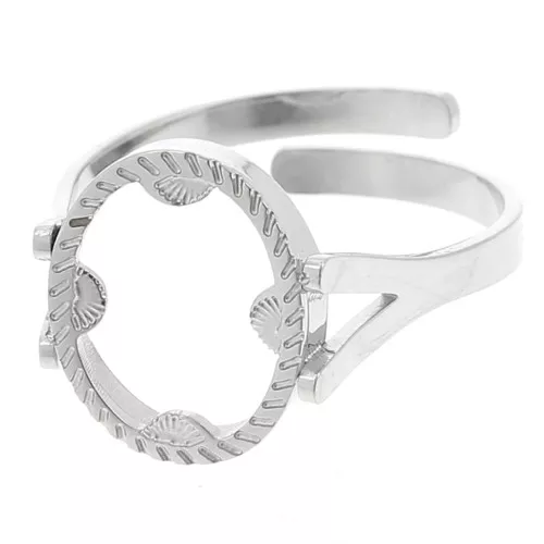 316L stainless steel Adjustable oval ring for 10x8mm cabochon - sun x1