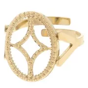 316L stainless steel Adjustable oval ring for 14x10mm cabochon - Gold x1