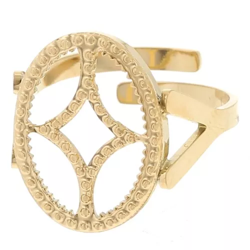 316L stainless steel Adjustable oval ring for 14x10mm cabochon - Gold x1