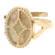 316L stainless steel Adjustable oval ring for 14x10mm cabochon - Gold x1