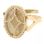 316L stainless steel Adjustable oval ring for 14x10mm cabochon - Gold x1