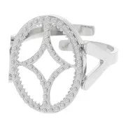 316L stainless steel Adjustable oval ring for 14x10mm cabochon x1