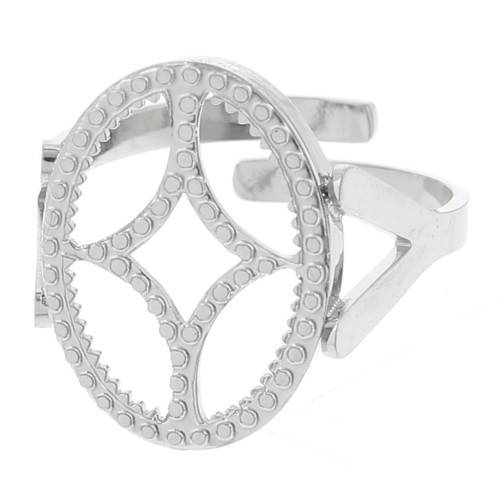 316L stainless steel Adjustable oval ring for 14x10mm cabochon x1