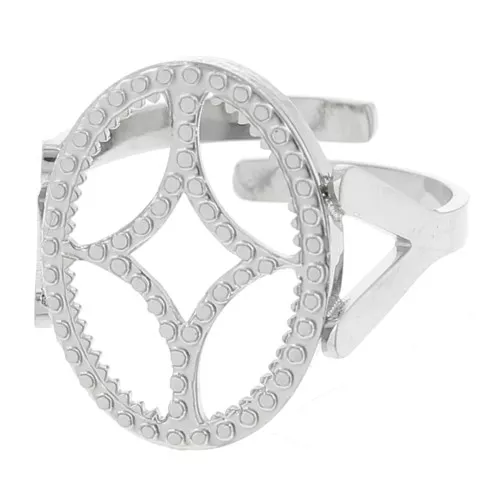 316L stainless steel Adjustable oval ring for 14x10mm cabochon x1