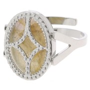 316L stainless steel Adjustable oval ring for 14x10mm cabochon x1