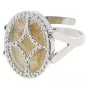 316L stainless steel Adjustable oval ring for 14x10mm cabochon x1