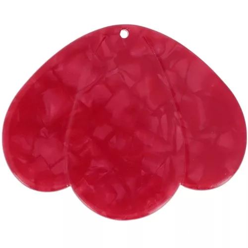 36x45mm Pendant 3 petals in acetate - Red Pearl x1