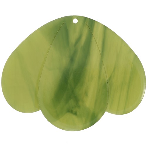 36x45mm Pendant 3 petals in transparent acetate - Marbled Olive x1