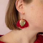 36x45mm Pendant 3 petals in transparent acetate - Marbled Fauve x1