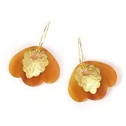 36x45mm Pendant 3 petals in transparent acetate - Marbled Fauve x1