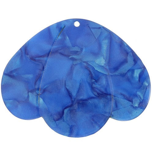 36x45mm Pendant 3 petals in transparent acetate - Royal Blue Pearl x1
