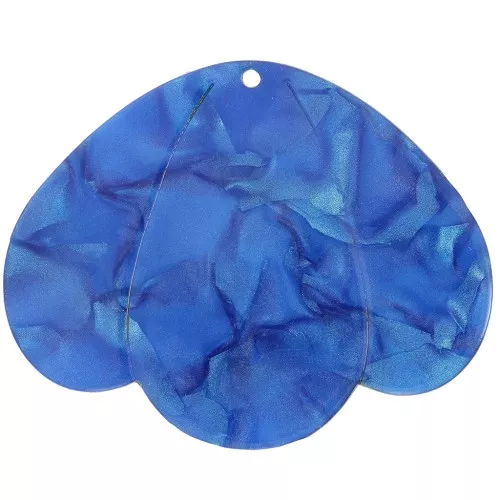 36x45mm Pendant 3 petals in transparent acetate - Royal Blue Pearl x1