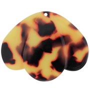 36x45mm Pendant 3 petals in acetate - Tortoiseshell - Brown - Black x1