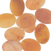 18x13mm Flat oval gemstone cabochon - dyed Jade - orange x1