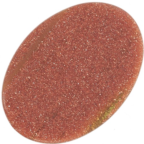 18x13mm Flat oval cabochon Gold Stone - imitation sunstone x1