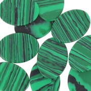 18x13mm imitation gemstone Flat oval cabochon - Malachite x1