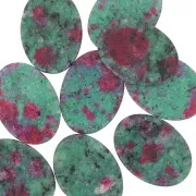 18x13mm imitation gemstone Flat oval cabochon - Ruby zoisite x1