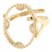 Stainless steel 316L Adjustable ring for 18x13mm cabochon - half-sun - Gold x1