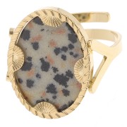 Stainless steel 316L Adjustable ring for 18x13mm cabochon - half-sun - Gold x1