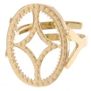 316L stainless steel Adjustable oval ring for 18x13mm cabochon - Gold x1