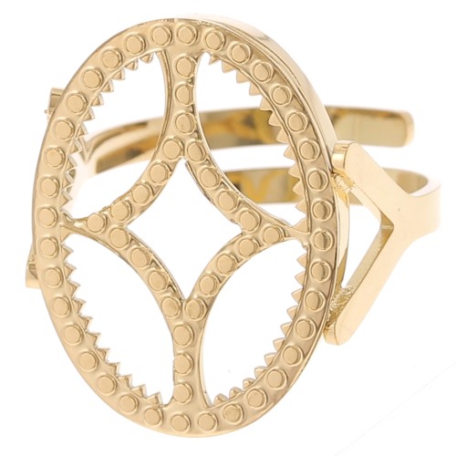 316L stainless steel Adjustable oval ring for 18x13mm cabochon - Gold x1