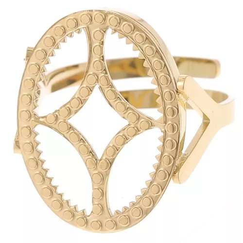 316L stainless steel Adjustable oval ring for 18x13mm cabochon - Gold x1