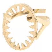St. steel 316L Adjustable oval ring for 18x13mm cabochon - serrated - Gold x1