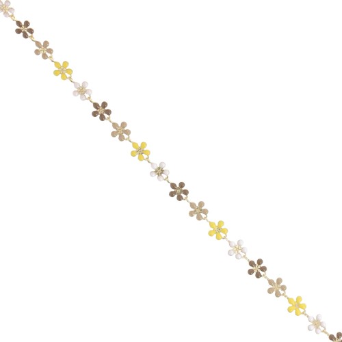 6mm Epoxy resin Flower chain - Yellow - Brown - Gold x50cm